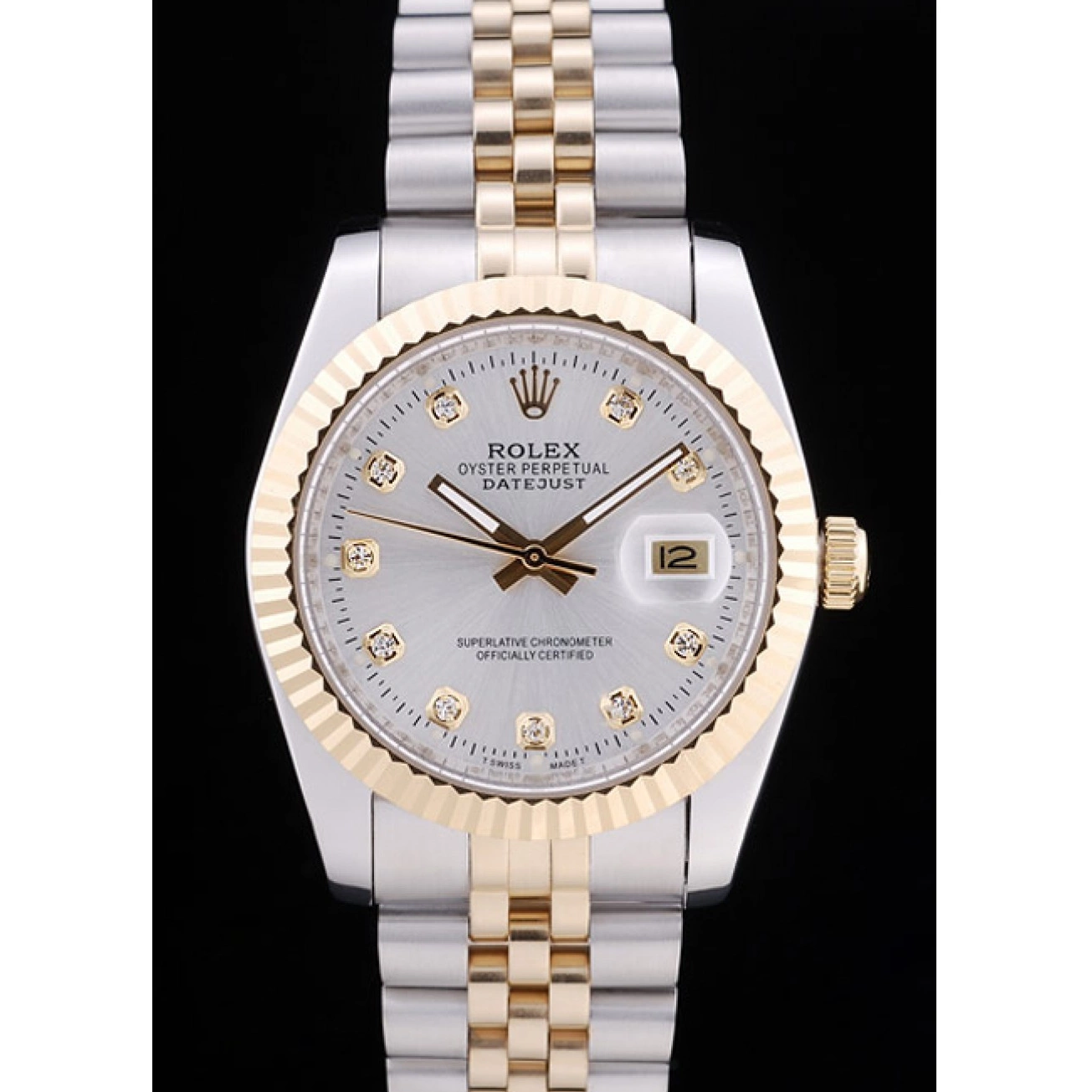 MiroTime 0724 Rolex Datejust Silver Dial Diamonds Ribbed Bezel 7454